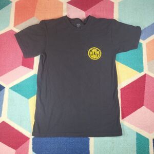 Vans OFF THE WALL‎ Graphic T-Shirt Size Small Black w/Yellow Logo Double-Sided